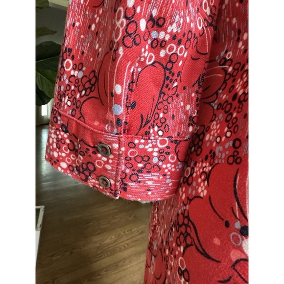 REI Women's Red Floral 3/4 Sleeve Button Front Casual Dress Size M Cotton Blend - Picture 7 of 8